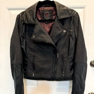 Dollhouse Faux Leather Biker Style Jacket Wool Blend Medium